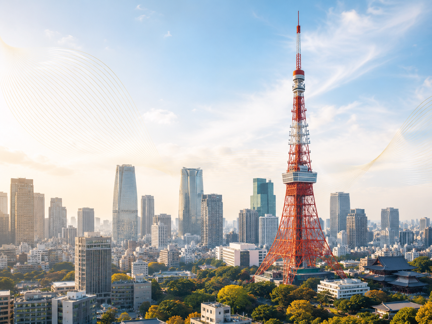 日本・東京のスカイラインと東京タワー